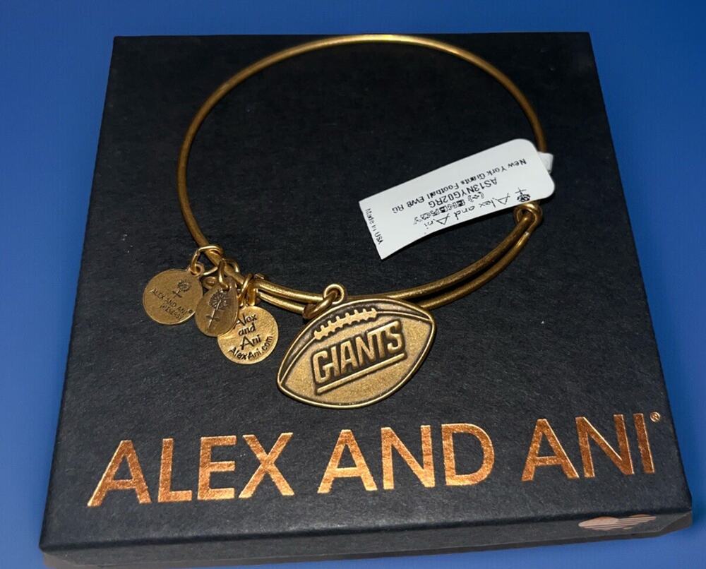 Alex and Ani (+ Energy) New York Giants Football Charm Bracelet NFL Gift Box